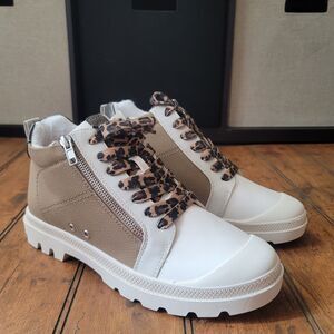 Yellow Box Parrott Taupe Leopard Sneakers- Size 9.5